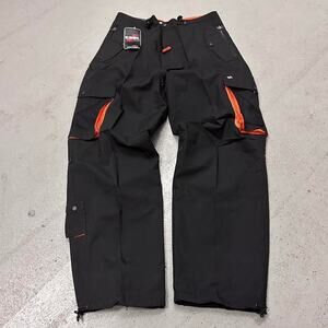 Vintage Baggy Y2k Urban Wide Leg Black Orange Rave Windbreaker Skater Pant Men L